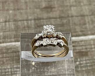 14K Gold & Diamond Ladies Double Wedding Band - Size 7.25 - .22 Carat Diamonds - Wt 4.63 Grams Appraisal