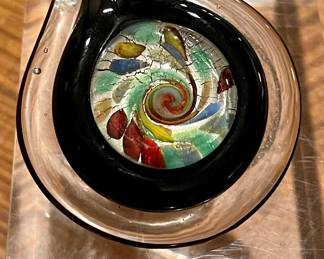 Vintage Hand Blown Art Glass Pendant 