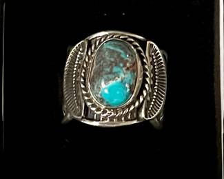 Sunshine Reeves Navajo Sterling Silver And Turquoise Ring Size 6 - Total Weight 12.4 Grams 
