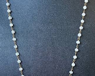 Lovely Amethyst Slab With Round Druzy Quartz 30" Necklace With Quartz Faceted Stones 