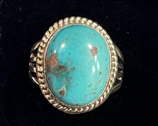Cecil Atencio Sterling Silver And Turquoise Ring Size 8.5 - Total Weight 10.8 Grams 