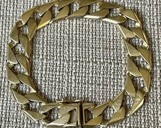 Stunning 39.8 Gram 14K Yellow Gold Men's 8,3" Long  12.3mm X 2.75mm Flat Link Bracelet W Appraisal