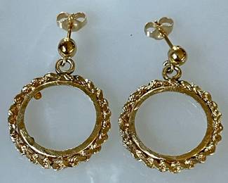 Pair Of 14K Gold Earrings (Without Coins) Total Weight - 4.6 Grams 
