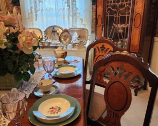 Gorgeous details of the 1920' and 1930' on chairs and Buffet,  and China cabinet