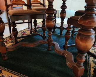 Gorgeous ball legs and tie braces under table.