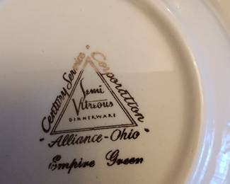 Complete service for 6 plus extra service pieces. " Empire Green" pattern  Mid-Century by Century Service Corporation,  Alliance, Ohio. Gorgeous!
