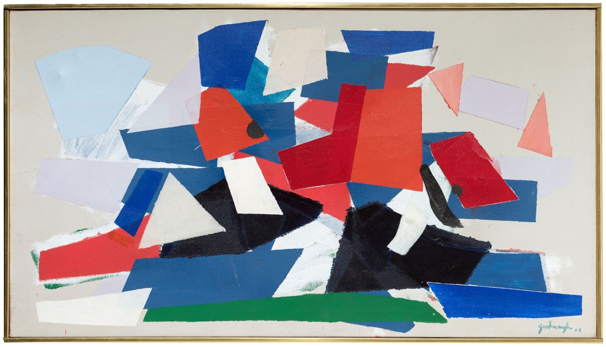Robert Goodnaugh, "Abstract Boat", 1968, Acrylic on Canvas. 36" x 20", purchased from Gertrude Kasle Gallery, Fisher Building, Detroit