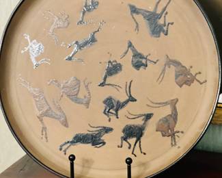 Glazed Ceramic Platter, Signed, BRUN