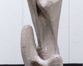 Walter Midener (1912-1998), Seated Woman, Signed, 1954, Clay and Slip, 20" x 8" x 8", Mounted on base