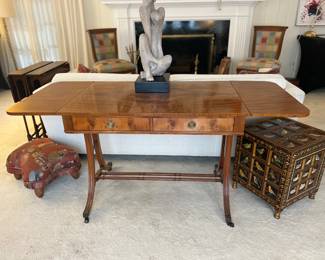 Drop Leaf 2-Drawer Writing Desk on Casters