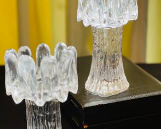 Pair Of Mid Century Sunflower Candle Holders 