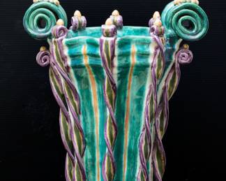 Julie Terestman, "Crown Vase", 1990, glazed earthenware, 17" x 11" diameter, purchased from Swidler Gallery, Royal Oak.