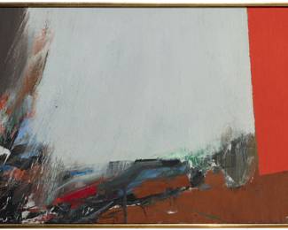 Budd Hopkins, "October Orange", 1964, Oil on Canvas, 16" x 24", Purchased from Gertrude Kasle Gallery, Fisher Building, Detroit