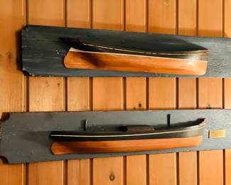 Carved Wooden Ships, mounted