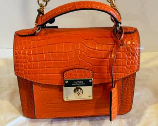 Lauren Ralph Lauren Mini Crock Embossed Becket Handbag, new with tags. 

Measures about 7.5" x 3" x 7.5" 