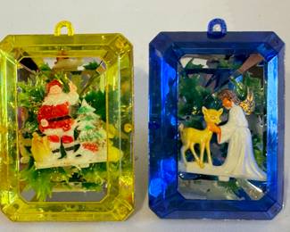 Vintage Plastic Diorama Christmas Ornaments