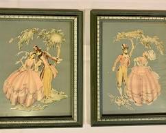 Pair of Vintage Framed Prints, each measuring 11"H x 9" W. Some water damage on one of them, not very noticeable and still would be beautiful home decor.