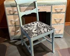 Vintage Pained Desk with Chair. The desk measures 42 x 21 x 31 inches.