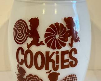 Vintage Bartlett Collins Brown and White Children Rolling Cart Cookie Jar 

In very good condition and measuring about 9.25 inches. 