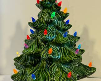 MCM Retro Atlantic Mold Ceramic Lighted Christmas Tree, measures about 17.5 inches tall. In working condition.