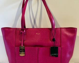 Lauren Ralph Lauren RLL Newbury Pocket Shopper Tote / New with Tags 

Measures about 15" x 4" x 9" 