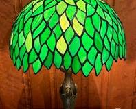 This Gorgeous Green Stained Glass Lamp measures 18 inches tall. Lovely leafy look! 