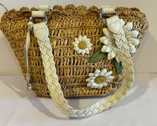Brighton Straw Handbag in gently used condition and measuring about 13” x 9” 