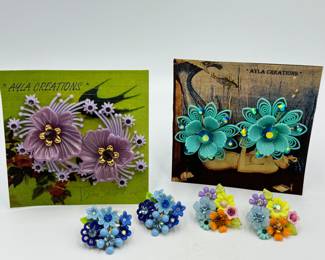 Four Pairs of Designs by Tatyana Earrings. Fun retro inspired jewelry! (All are clip earrings) 