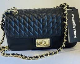 Karl Lagerfeld Agyness Handbag NWT. The Agyness Collection Speaks to the brand's heritage with timeless details. Luxurious, classic shapes embody refined elegance with signature leather quilting, flap closures, turn locks and chain details. 