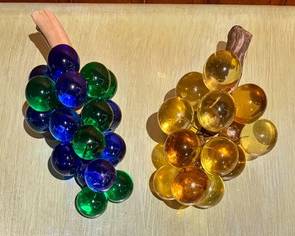 Pair of Vintage Glass Grape Bunches. The largest measures 12 inches in length. So pretty! 