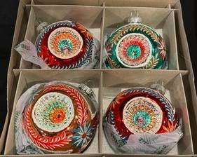Set of Four Shiny Bright Christopher Radko Vintage Inspired Ornaments