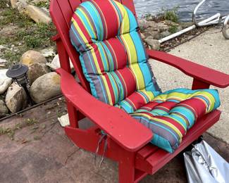 We have 10 of these wooden chairs with matching foot stool, small table, cushion and cover.