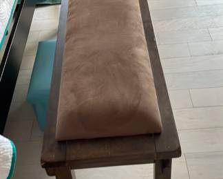 Solid wooden padded bench