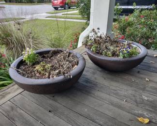 Brown Round Plastic Planters