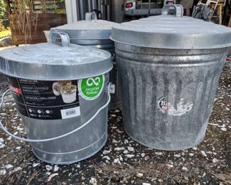 Galvanized Buckets with Hickory Wood