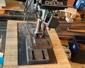 Drill Press and Metal Cabinet
