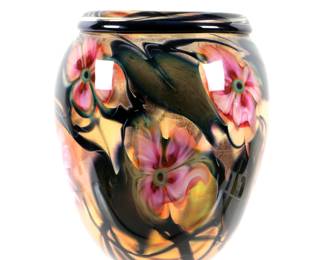 2003 Charles Lotton Multi Flora Art Glass Vase