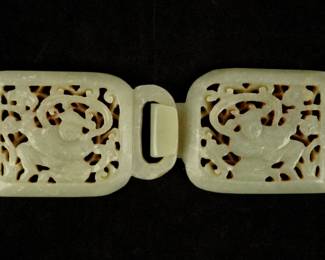 Chinese Reticulated Carved Jade Belt Buckle