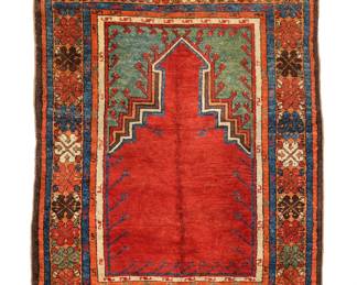 Antique 19th C. Thick Heavy Turkish Konya Prayer Rug/Carpet