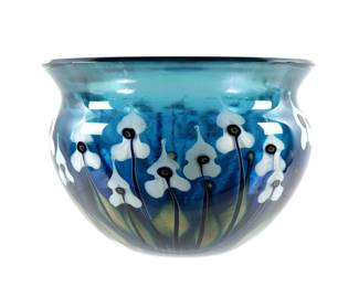 John Lotton Iridescent Turquoise Art Glass Bowl