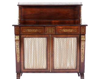 English Regency Mahogany Brass Inlaid Chiffonier