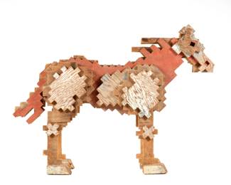 Folk Art Painted Plywood Horse