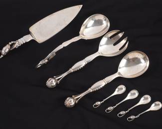 Eight Mixed Georg Jensen Sterling Serving Pieces