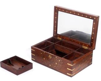 Boulle Inlay Compartmented Travel Chest