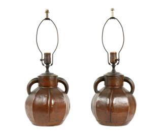 Pair French Copper Table Lamps