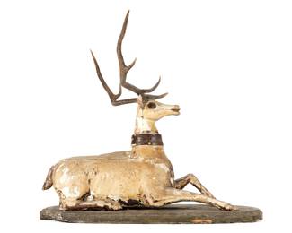 Life Size Carved Polychrome Deer Ex Tony Duquette