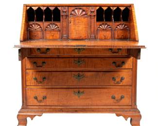 Early American Tiger Maple Slant Front Desk
