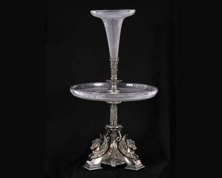 Victorian Silverplate and Cut Glass Epergne
