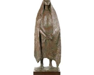 Attr. Zuniga Mujer De Pie Con Rebozo Maria Bronze
