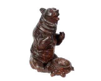 Black Forest Carved Bear Humidor Pipe Stand
